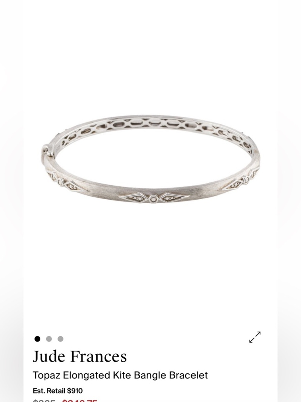Rhodiam Plated Sterling Silver White Topaz 0.17CTW Kite Bangle